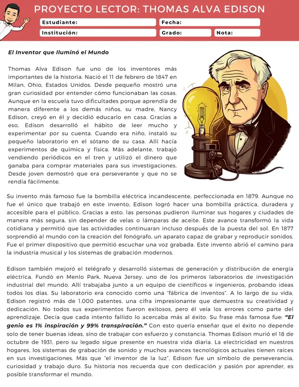 Proyecto Lector: Thomas Alva Edison