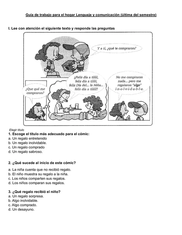 Guía de comprensión Cómic "concepto implícito" 4° año básico.