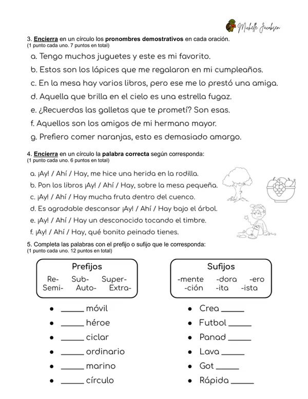 Prueba diagnóstica de Lenguaje, 3ero básico