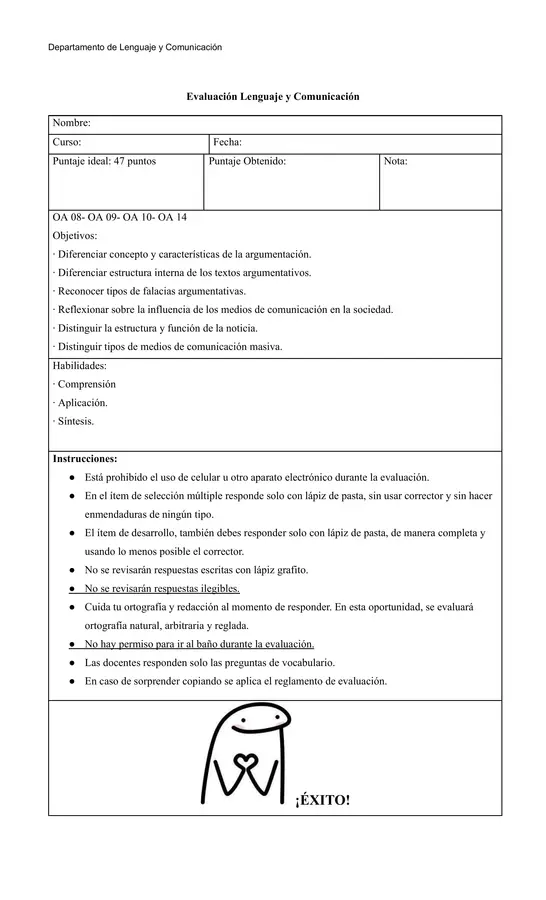 Evaluación de Argumentación: Tesis, Falacias y Medios de Comunicación-Géneros discursivos