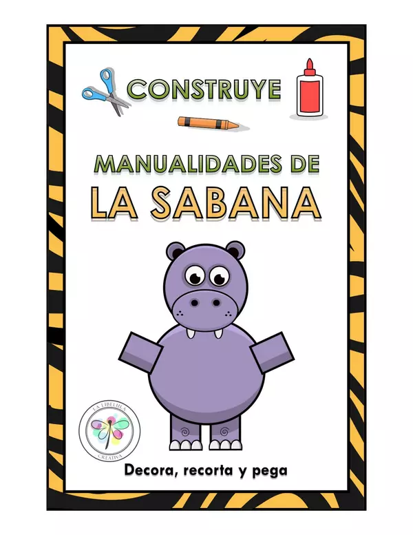 Construye La Sabana Hipopótamo Animales Salvajes Puzzle Color Recortar