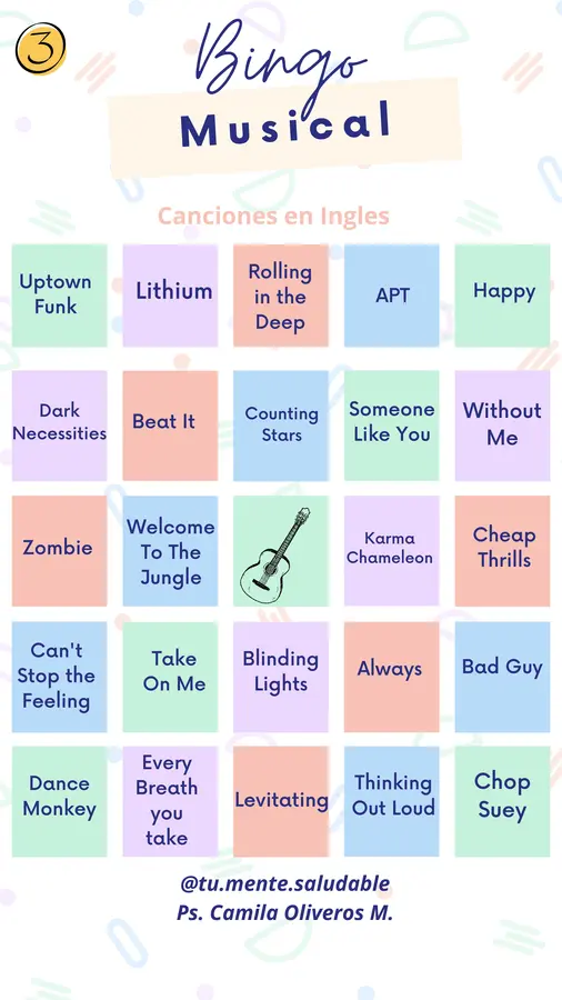 Bingo musical ingles