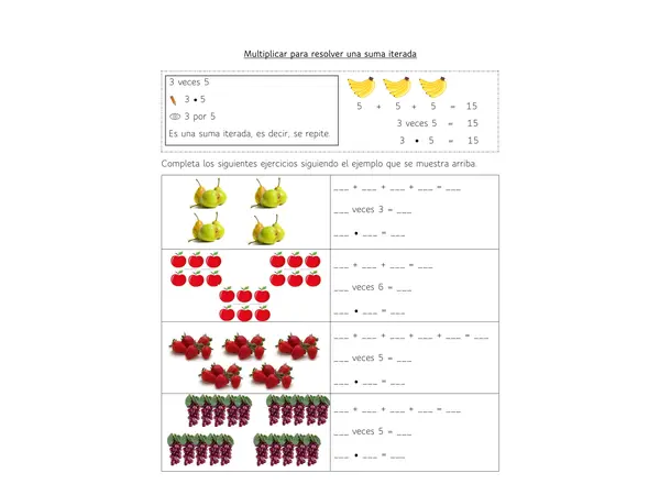 Guía multiplicar para resolver una suma iterada