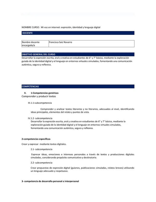 Planificación taller mi voz en internet (Lenguaje segundo ciclo)