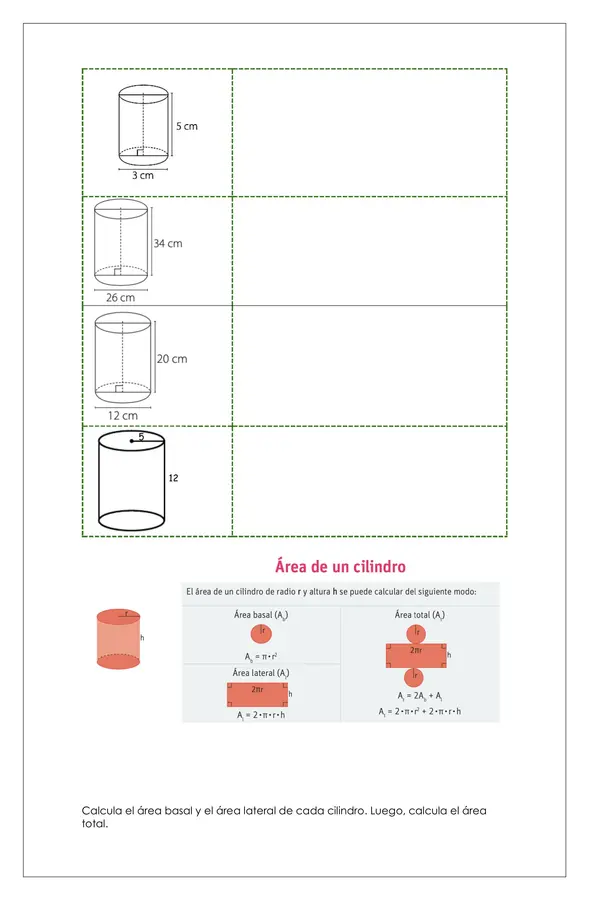 VOLUMEN Y AREA DE CILINDROS. 