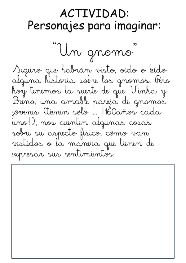 Personajes para Imaginar actividad de escritura