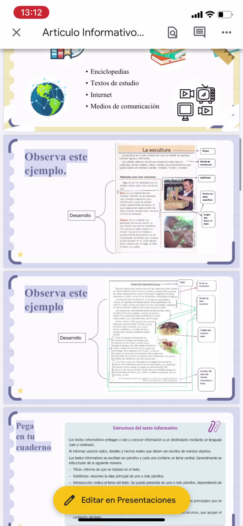 Pack clases y guías: Artículo informativo 