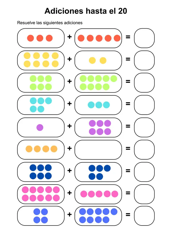 Guía de sumas (1 al 20)