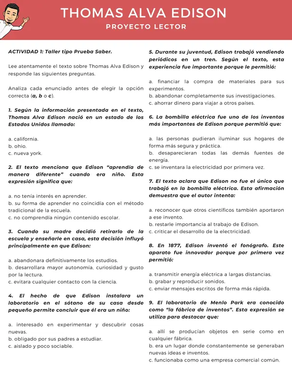 Proyecto Lector: Thomas Alva Edison