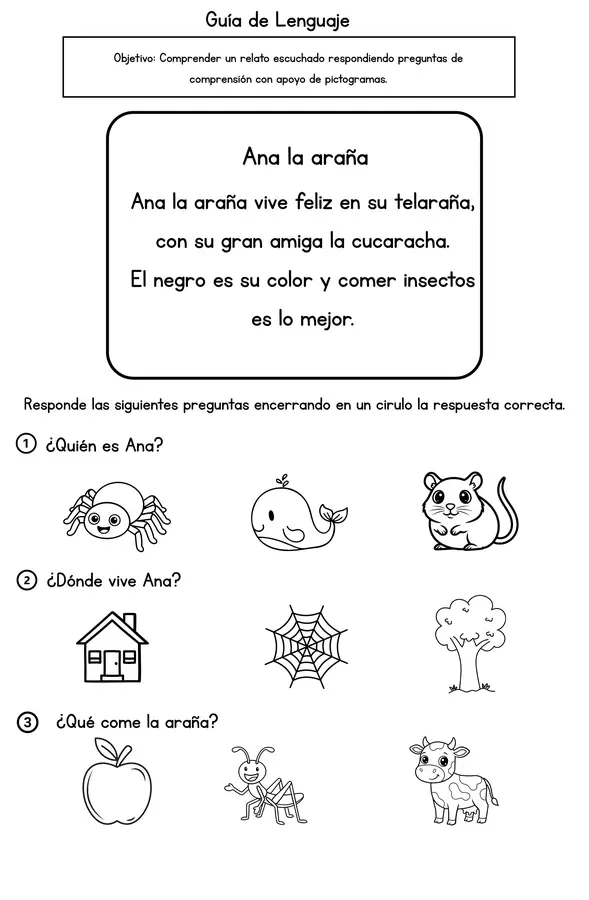 Guías de comprensión lectora de vocales