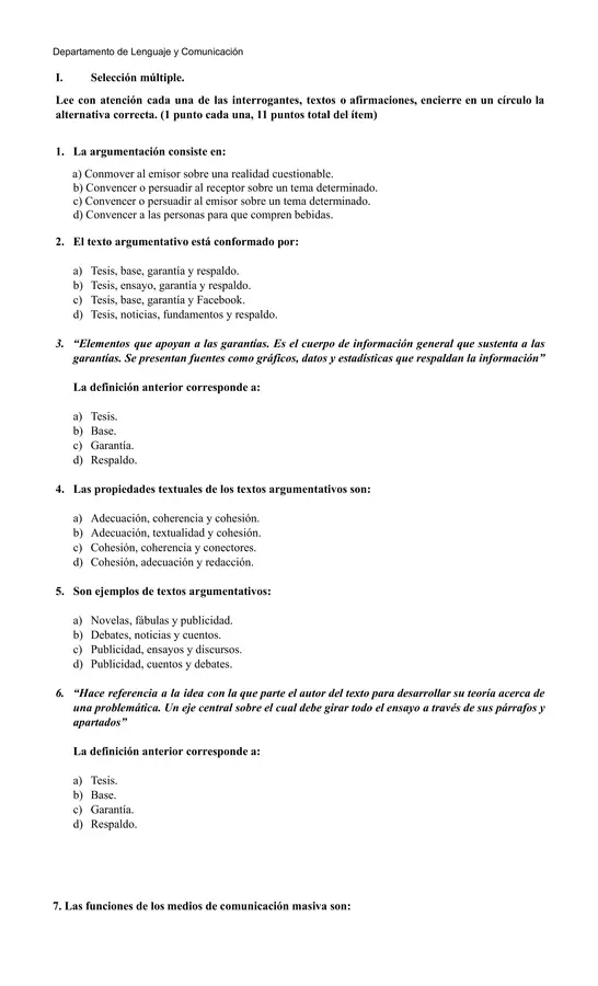 Evaluación de Argumentación: Tesis, Falacias y Medios de Comunicación-Géneros discursivos