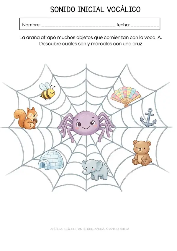 Sonido Inicial Vocálico - Conciencia Fonológica 