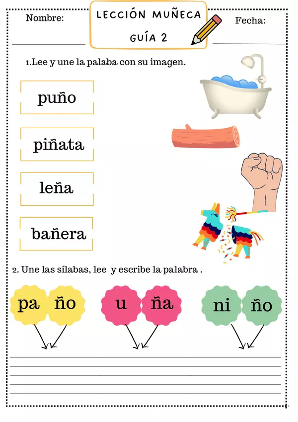 Guía Lección Muñeca, letra "ñ" "Método Matte"