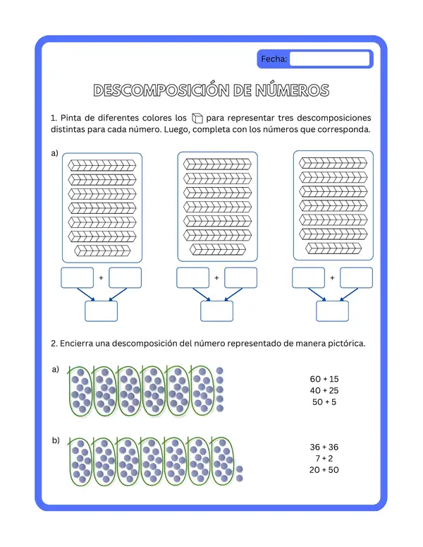 2° básico - Ficha de aprendizaje "Descomposición de números"