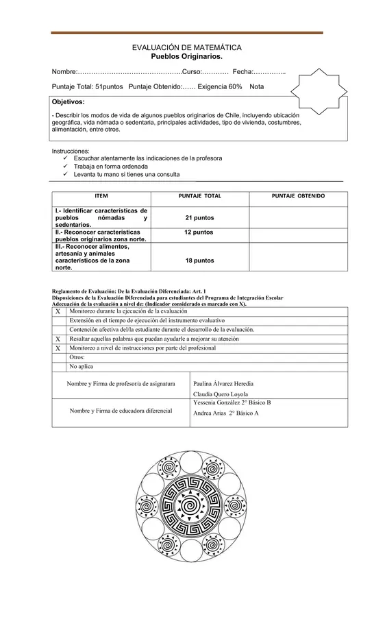 Evaluación historia 2°: Pueblos originarios