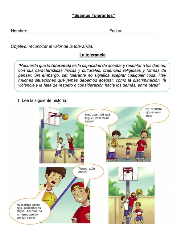 Guía "Seamos Tolerantes" Primer ciclo.