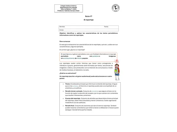 Guía de trabajo El reportaje