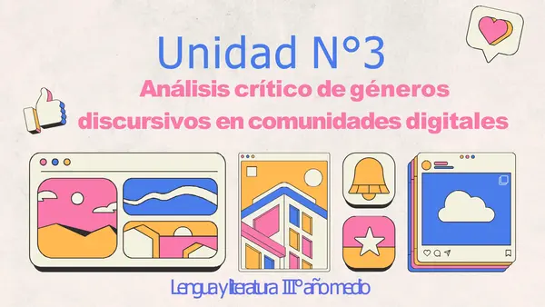 PPT PRESENTACIÓN UNIDAD 3. ANÁLISIS CRÍTICO DE GÉNEROS DISCURSIVOS. III° MEDIO