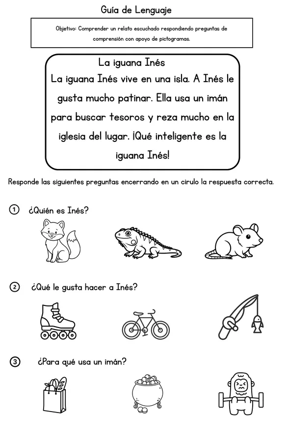 Guías de comprensión lectora de vocales