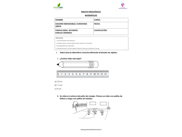 Evaluación de longitud segundo básico