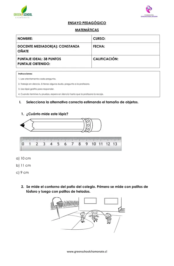 Evaluación de longitud segundo básico