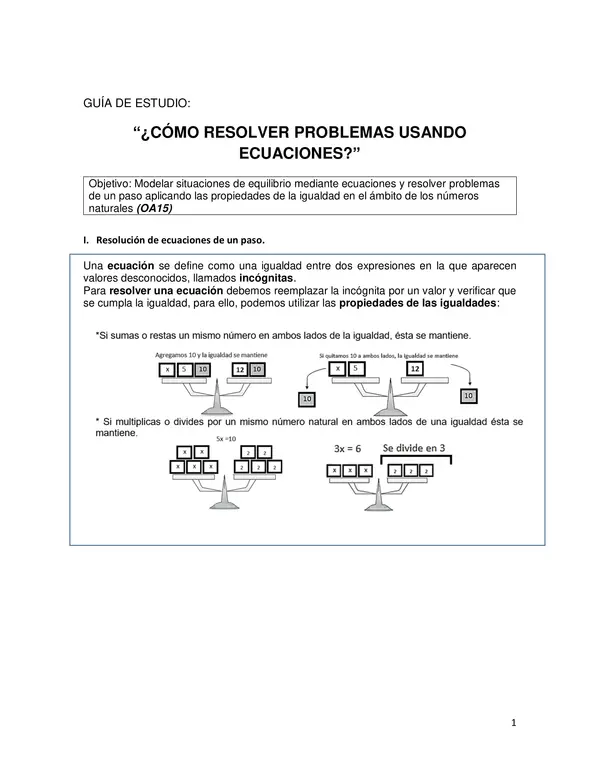 GUIA ESTUDIO ECUACIONES 5° BÁSICO