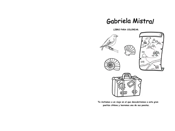 Apegado a mí. Gabriela Mistral, libro con actividades y para colorear