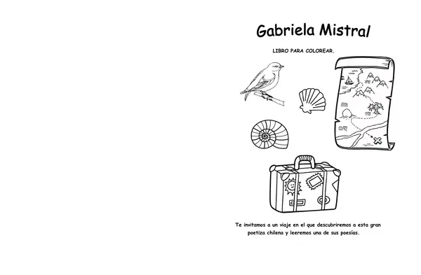 Apegado a mí. Gabriela Mistral, libro con actividades y para colorear