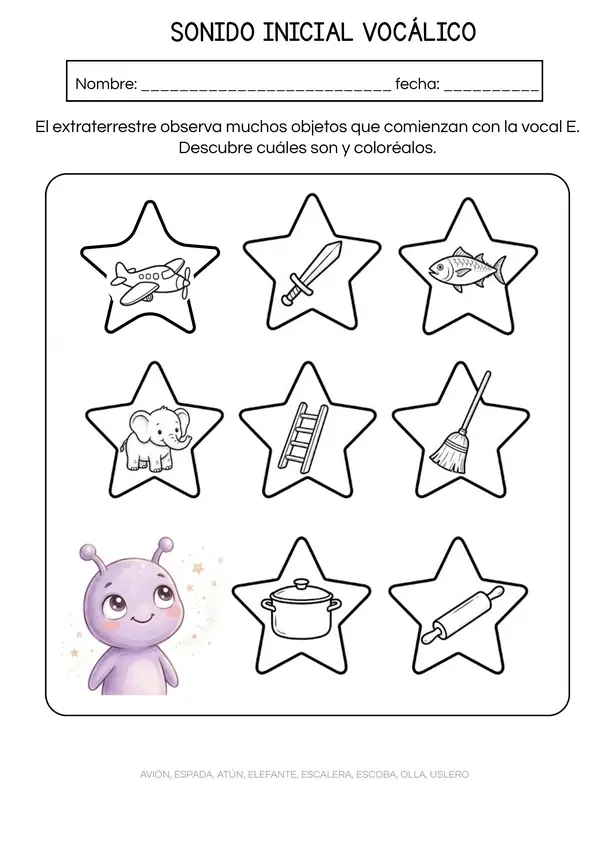Sonido Inicial Vocálico - Conciencia Fonológica 