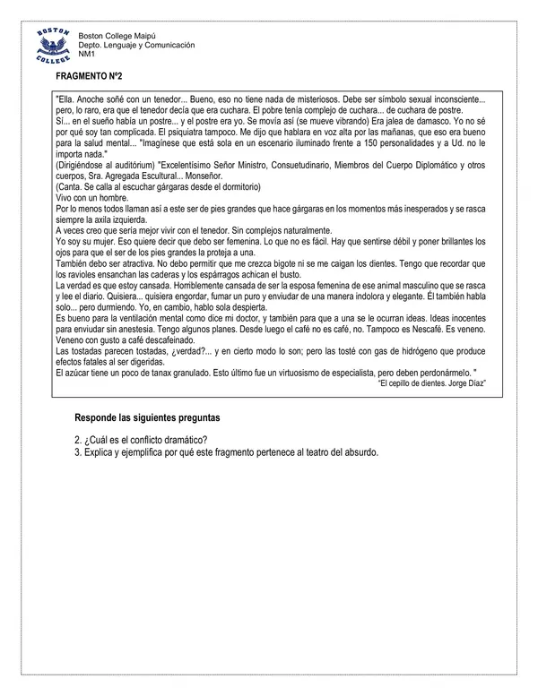 Guía Género dramático, Primero Medio. 