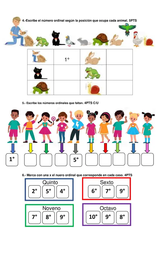 Evaluación números ordinales