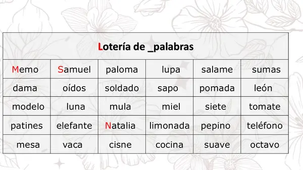 Loteria de palabras