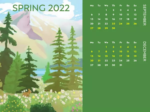 Calendario trimestral de las estaciones del año en Inglés (Chile)