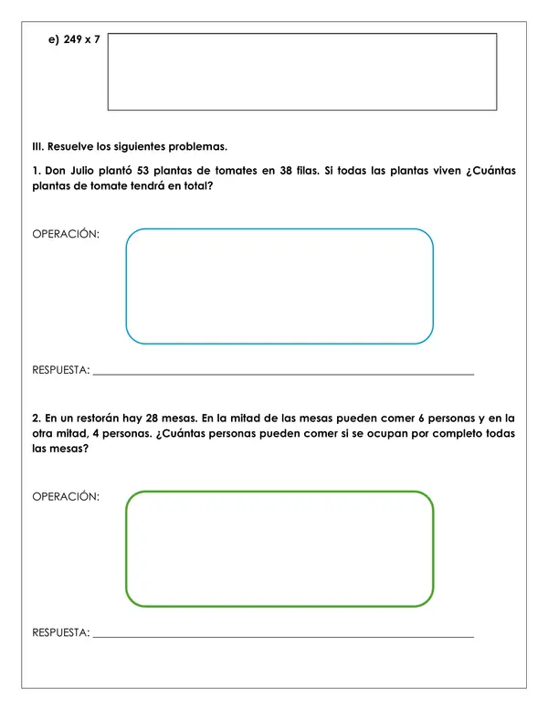Guía de trabajo - Multiplicación