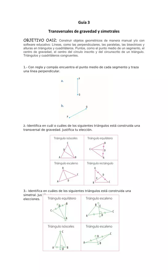guia transversales de gravedad y simetrias Septimo Basico unidad 3, con soluciones 