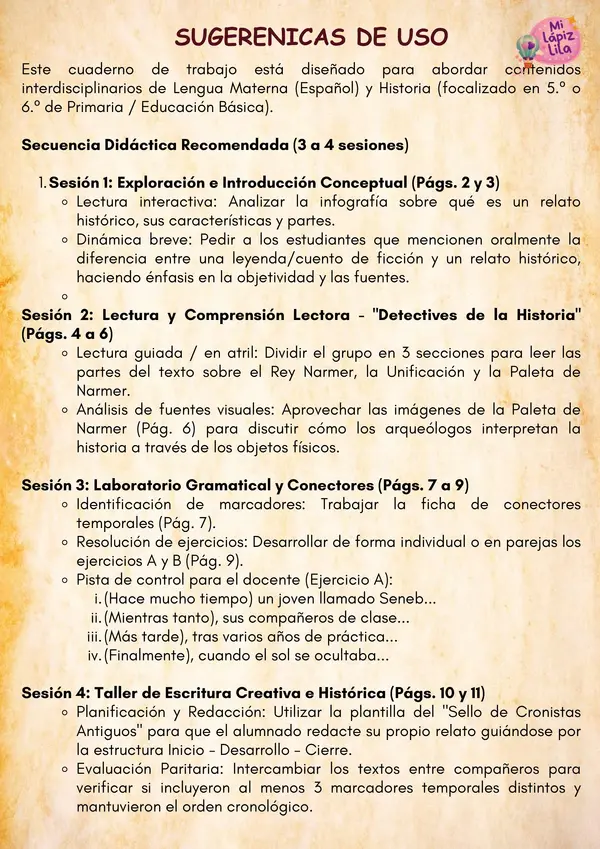 📜 Escribo Mi Relato Histórico: Secuencia Didáctica del Antiguo Egipto (5.º y 6.º de Primaria)