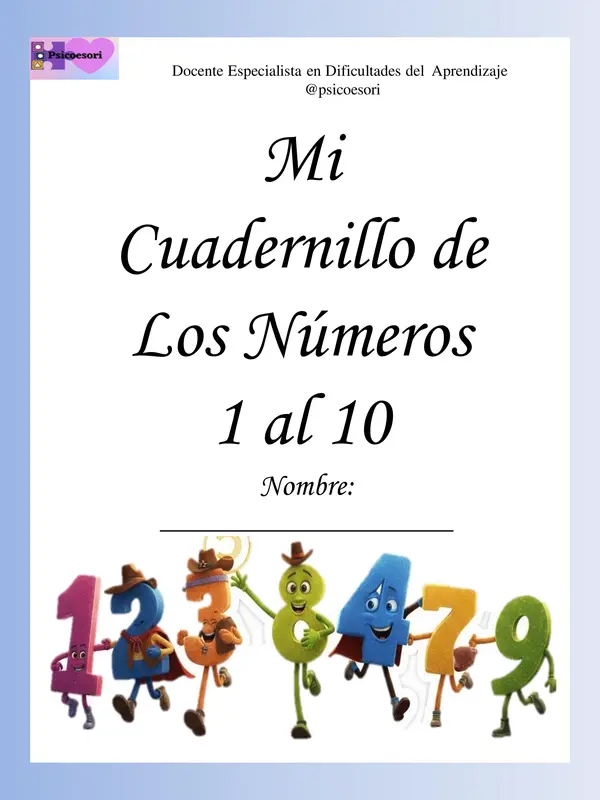 Cuadernillo de trazo de los números 