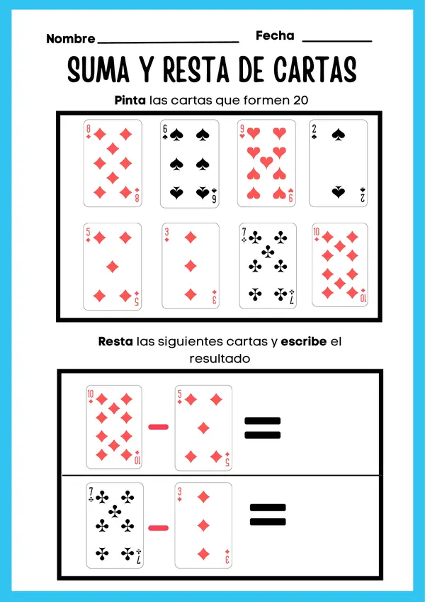 Suma y resta de cartas