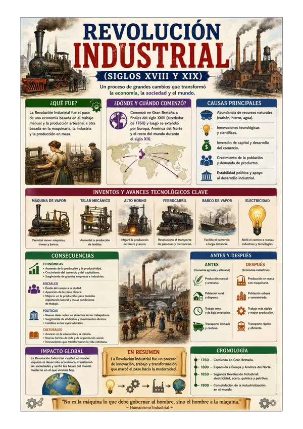 Revolución Industrial | Póster Educativo de Historia Universal