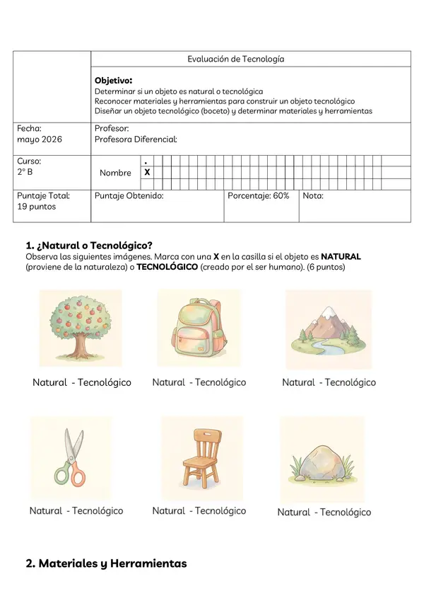 EVALUACION TECNOLOGÍA 2° BÁSICO 