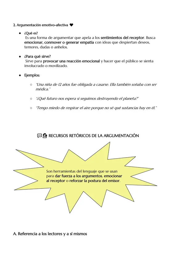 Guía tipos de argumentación y recursos retóricos + Pauta de corrección