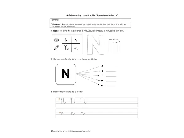 Guía letra N