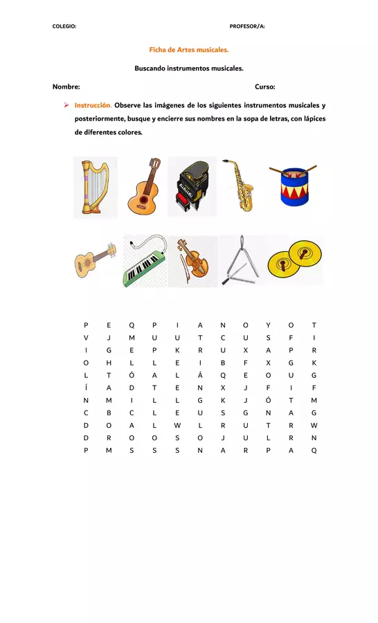 Buscando instrumentos musicales (versión imprimible)