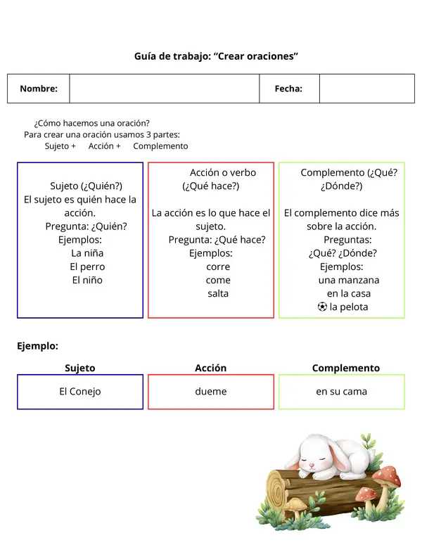 Actividad de creación de oraciones 