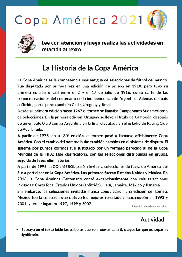 Cuadernillo "Copa América"