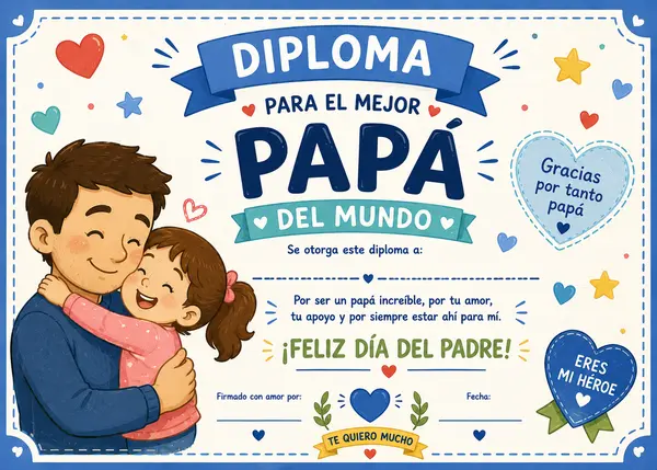 Diploma día del padre (VERSION NIÑA)
