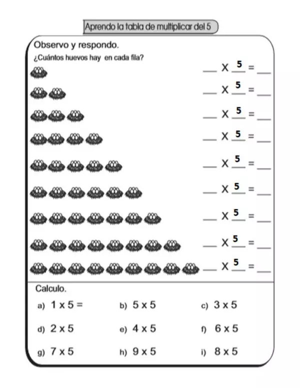 Guia de trabajo , tablas de multiplicar, segundo basico, Matematicas