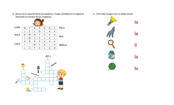 Actividades y lectura letra L. 