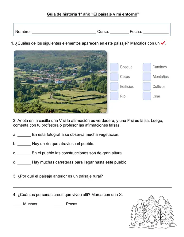 Guía de historia 1° año "El paisaje y mi entorno"