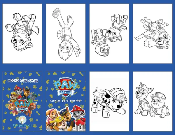 Mini Librito Para Colorear de Paw Patrol - Hoja Imprimible Para Armar